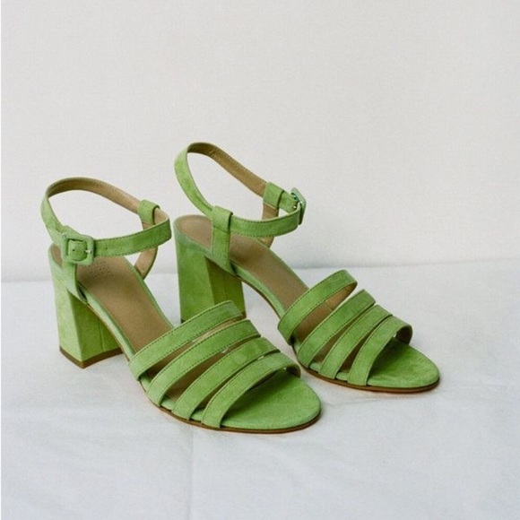 Maryam Nassir Zadeh Palma High Sandals Green Suede Size 40 - Picture 1 of 9